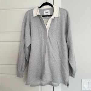 Gray Long Sleeve Polo Shirt